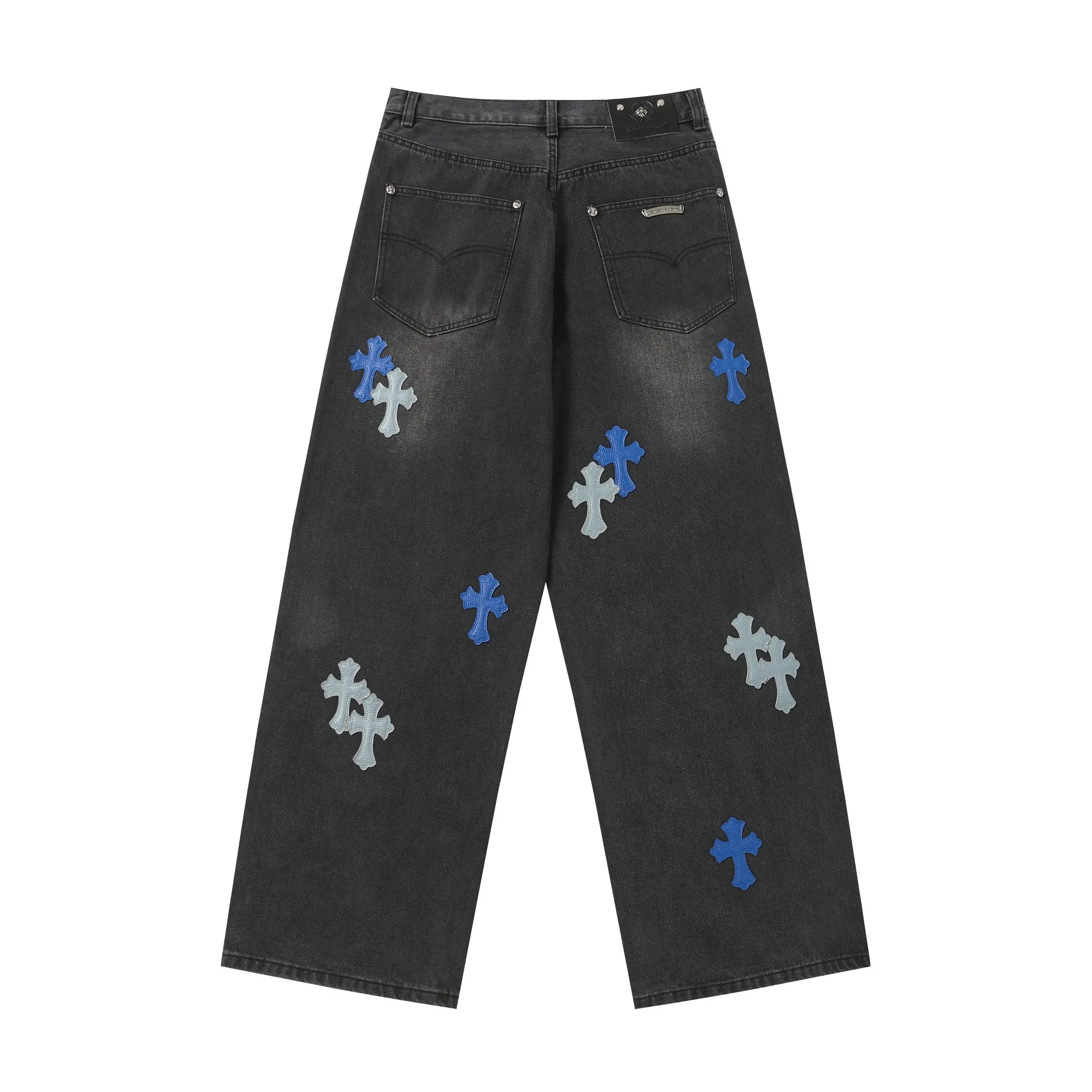 KE303 P270 The only correct leather label version on the market Chrome Hearts CH Heavy-duty washed distressed wide-leg jeans Top ceiling quality 100% correct version The correct version is here!  Believe me this must be the best quality you will ever come across! ! Excellent value for money! !  Styles with different washes and textures are very friendly to people with thin legs and thick legs. The straight version is very flattering to the shape of the legs. The moderate length is timeless and easy to match. It is the basis of various styles and a must-have in the wardrobe! ! Add a little stacking to make the atmosphere easy to control. The fabric is stiff but the upper body is soft without losing texture. The sides and cuffs of some styles have a bone-wash effect. It’s really hard not to love it!  ✅Correctly customize the Croxin metal leather label on the back panel. It is definitely not sold directly with the cross on the finished jeans. 1:1 copying strives for excellence and the details are perfectly grasped. ✅The cross leather label is clear and smooth. Exquisite turning top craftsmanship. ✅Buttons, zippers and hardware are all customized versions of the Croxin LOGO. ✅High-cost washing process. Size: 28 30 32 34 36